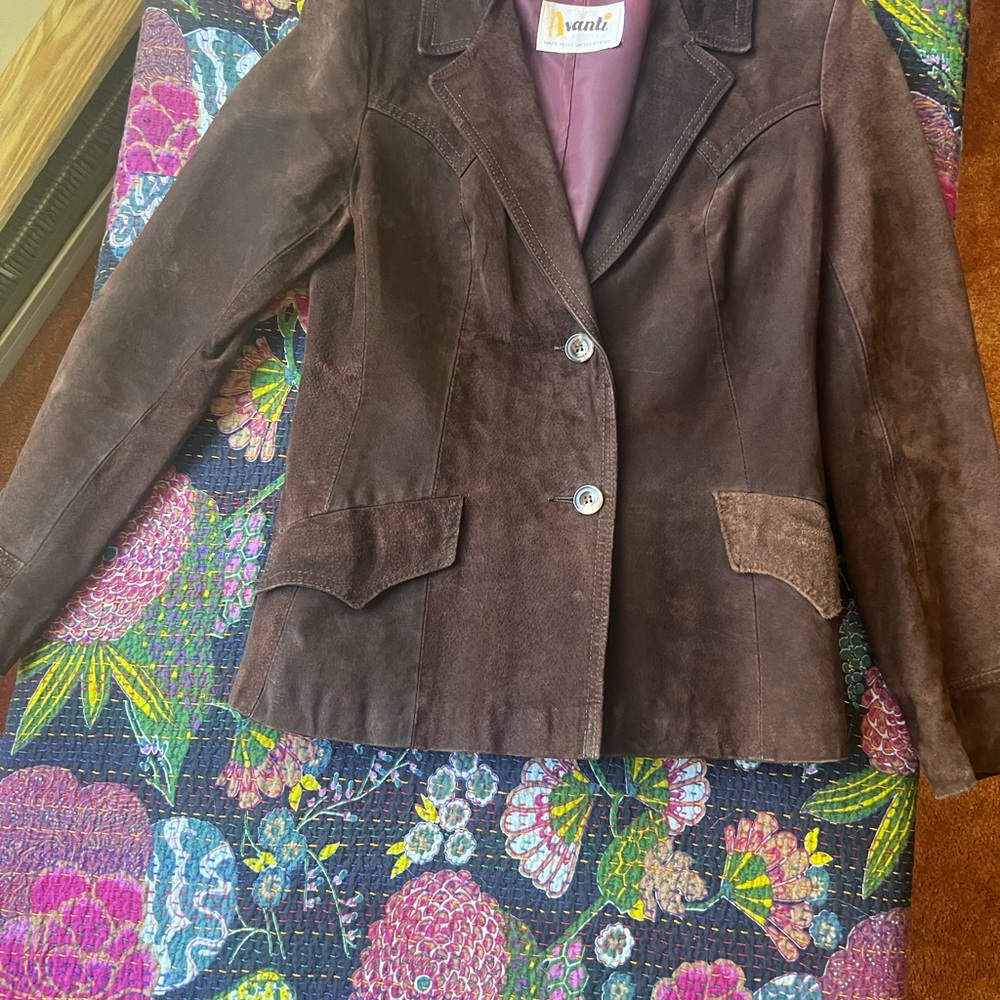 Avanti Chocolate Brown Suede Blazer with Western Details - 70s Vintage
